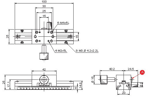 Manual Linear Positioning Stage Mechanical Drawing